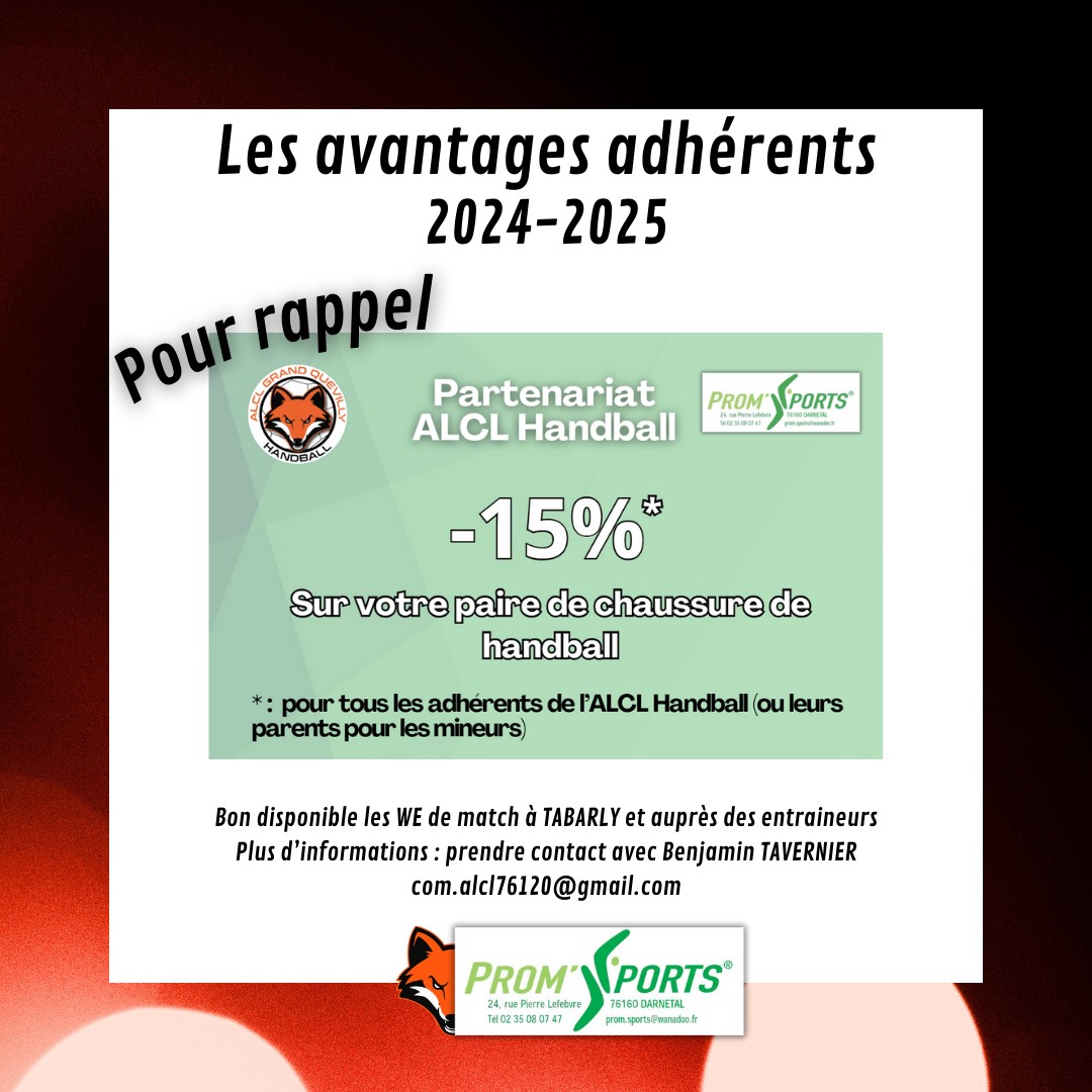 Renouvellement Partenaire Prom'sports - ALCL Handball